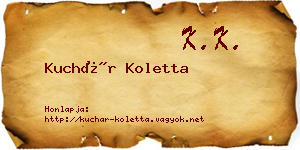 Kuchár Koletta névjegykártya